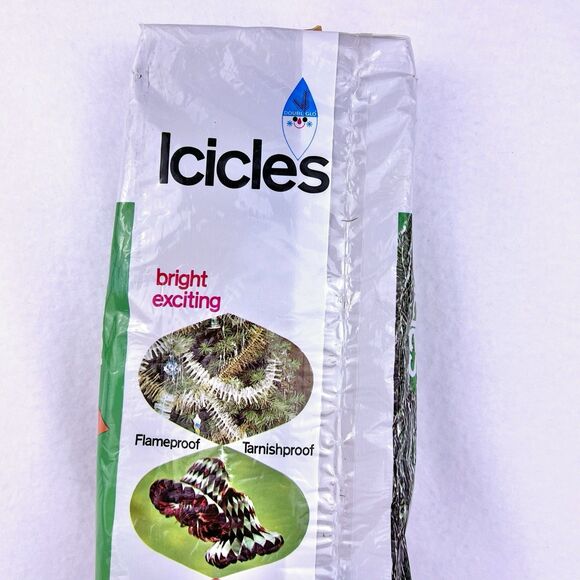 VTG Christmas Tree Silver Tinsel 1100 Icicles Doubl-Glo 18" Long New Open Wrap - Picture 9 of 13